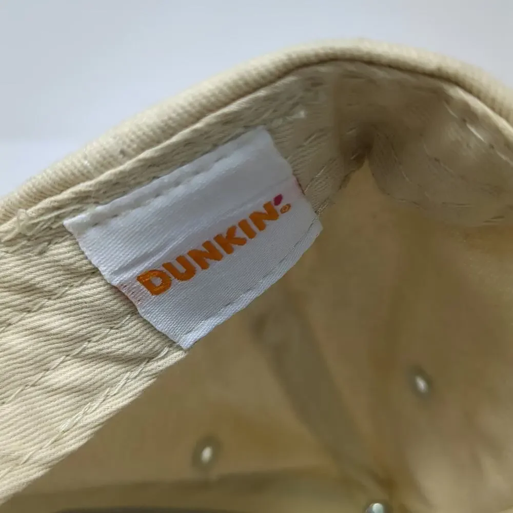Dunkin' 5 Panel Hat Beige One Size Snapback Upside Down Logo Brown Brim Est 1950